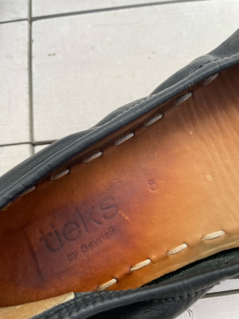 Tieks Black Leather Ballet Flats with Teal Tab - Picture 8 of 8